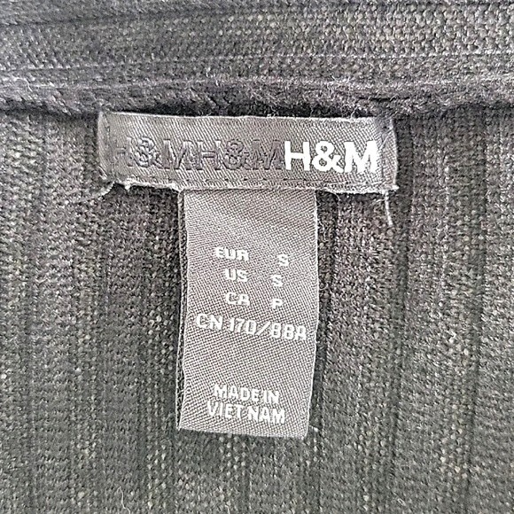 H&M Black Long Sleeve Open Front Cardigan Sweater Asymmetrical Hem size S - Picture 12 of 15